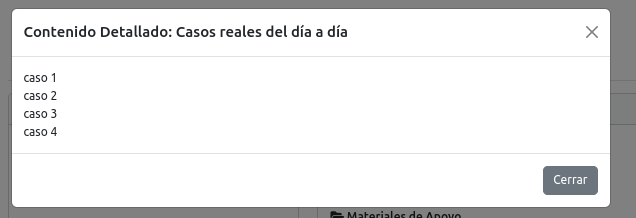 Ventana modal con el contenido detallado.
